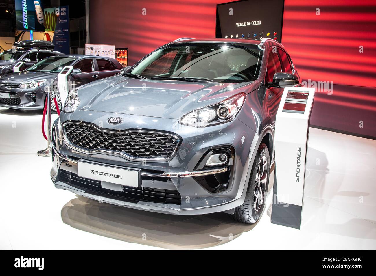 Bruxelles, Belgio, 2020 gennaio Kia Sportage al Salone di Bruxelles, quarta generazione, QL, SUV compatto costruito da Kia Motor Corporation Foto Stock