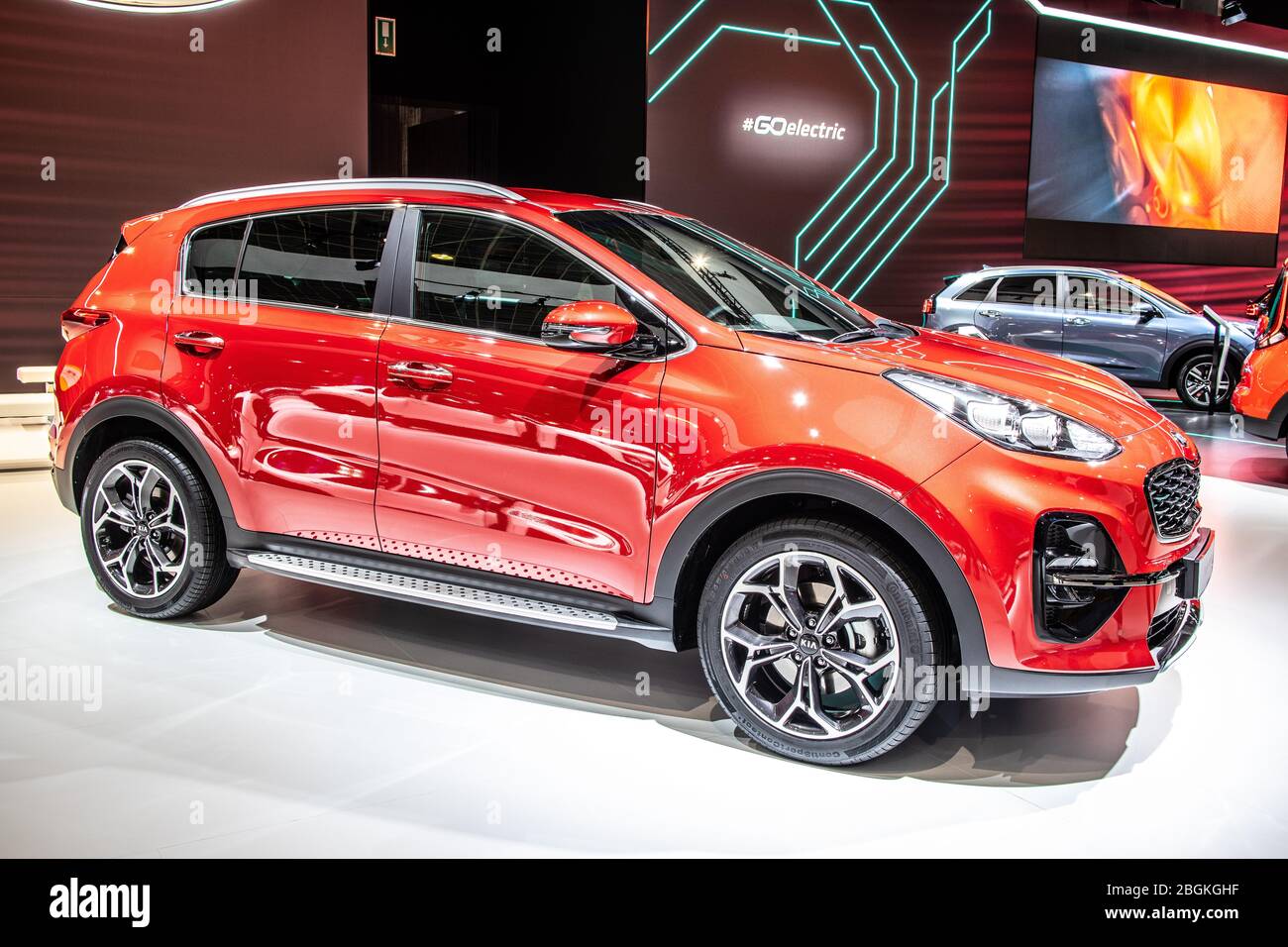 Bruxelles, Belgio, 2020 gennaio Kia Sportage al Salone di Bruxelles, quarta generazione, QL, SUV compatto costruito da Kia Motor Corporation Foto Stock