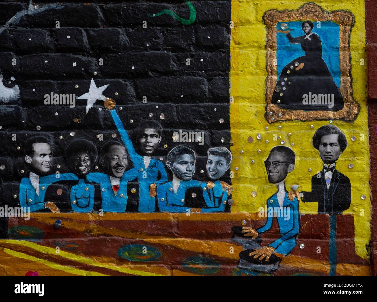 Muro murale per i leader storici afro-americani Foto Stock