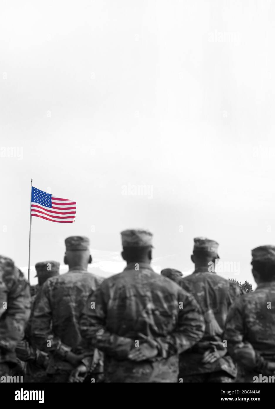 Memorial Day. Veterans Day. Soldati americani Saluting. Esercito DEGLI STATI UNITI. Militare degli Stati Uniti. Spazio vuoto per il testo Foto Stock