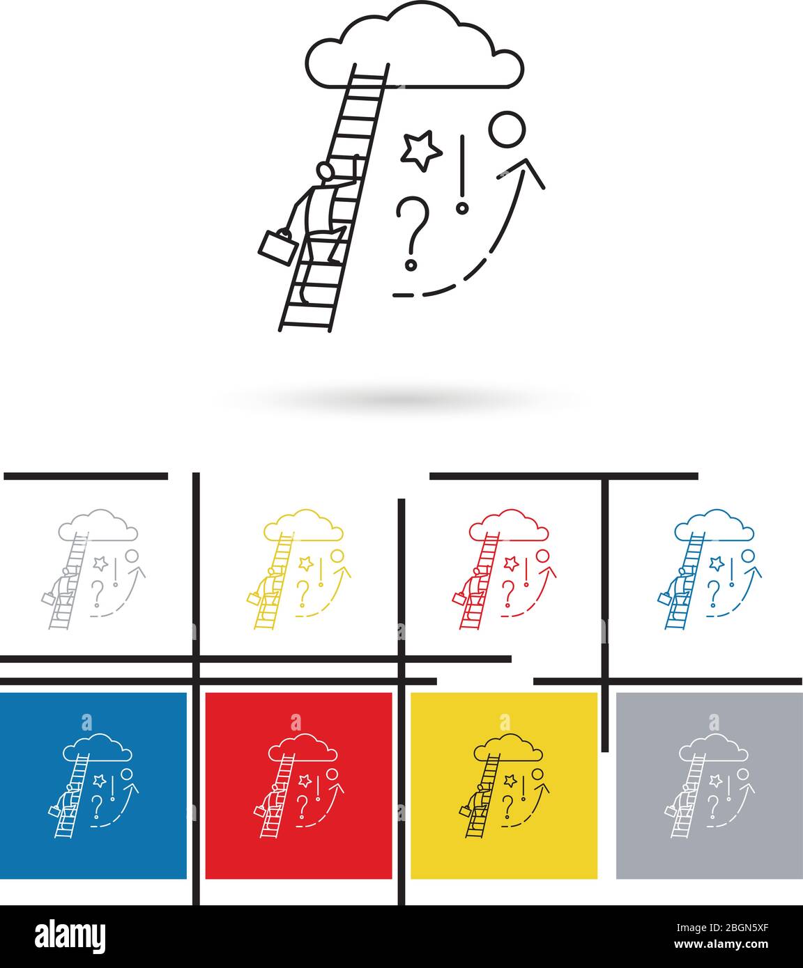 Icona ladder to cloud o ladder to cloud. Simbolo della scala vettoriale a linea sottile Illustrazione Vettoriale