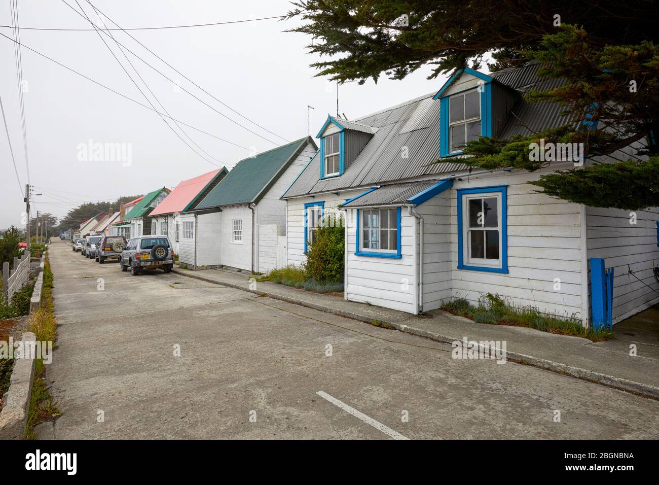 Pioneer Row a Stanley, Falkland Islands, Falklands Foto Stock