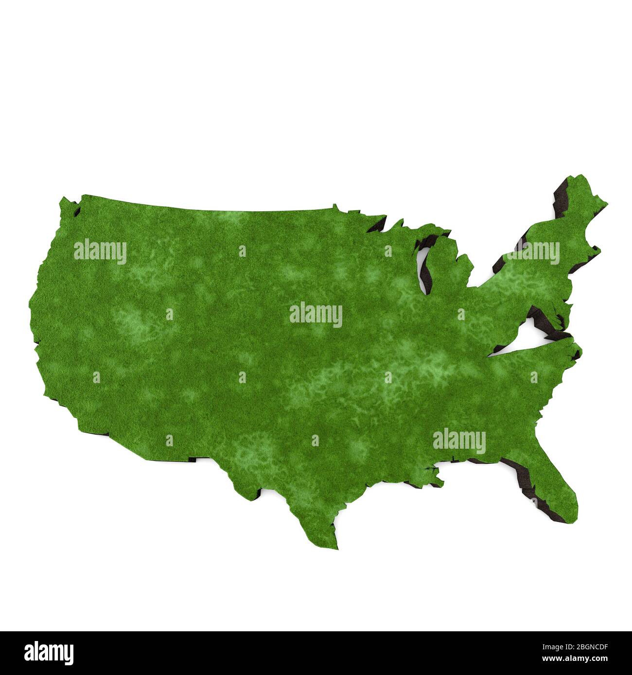 Mappa degli stati Uniti d'America con erba e suolo. Rendering 3D Foto Stock