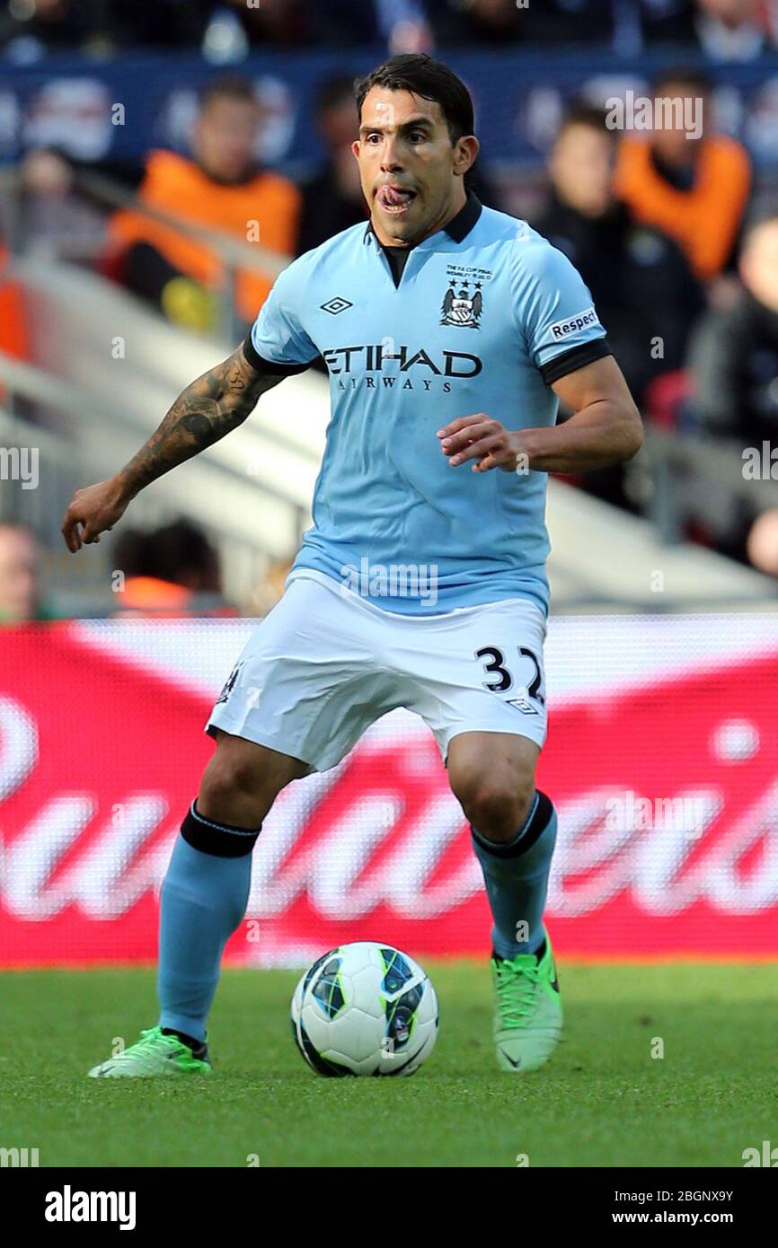 LONDRA, INGHILTERRA Carlos Tevez di Manchester City durante la fa Cup con Budweiser finale partita tra Manchester City e Wigan Athletic al Wembley Stadium di Londra Sabato 11 maggio 2013 (Credit: MI News) Foto Stock