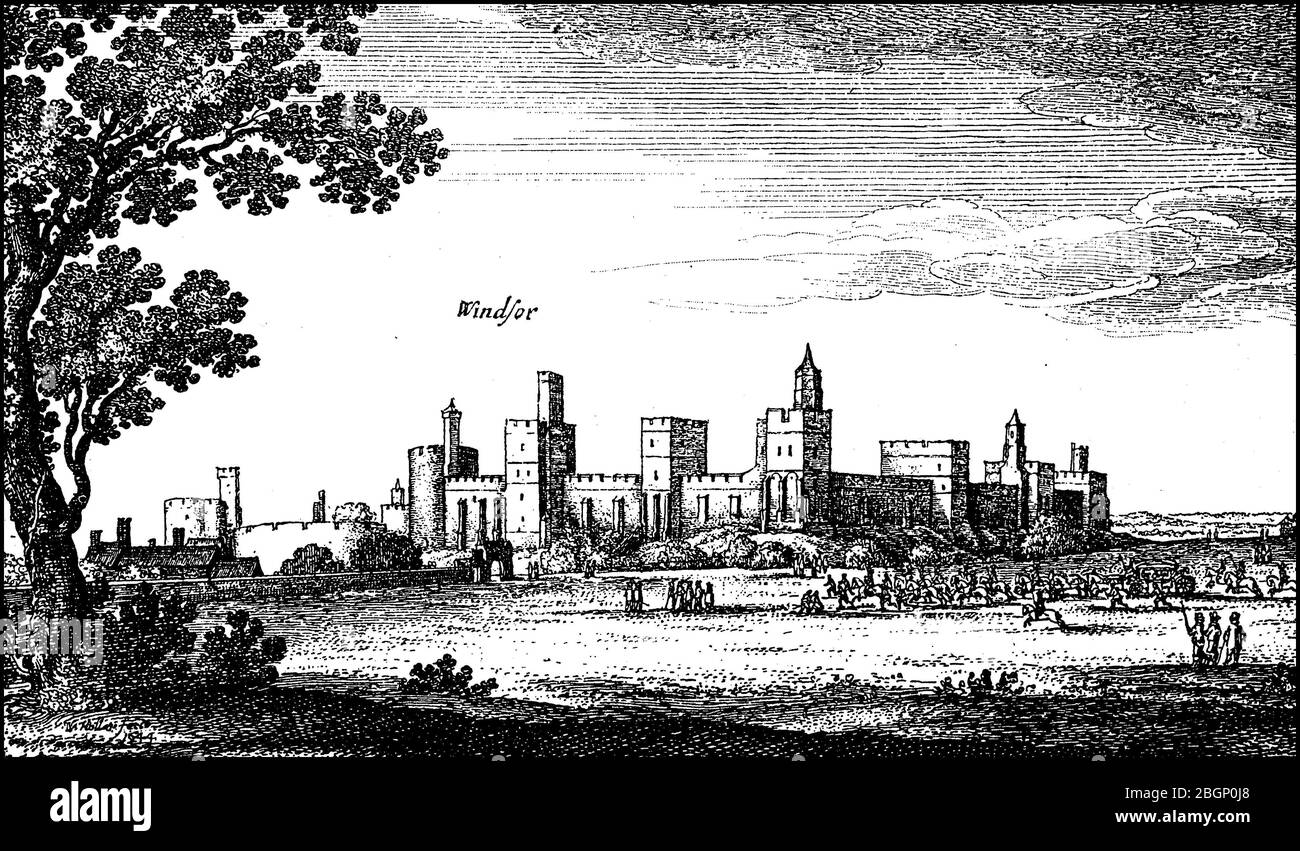 Castello di Windsor, ca 1700, Inghilterra / Castello di Windsor, ca 1700, Inghilterra, Historisch, storico, digitale migliorata riproduzione di un originale del 19 ° secolo / digitale Reproduktion einer Originalvorlage aus dem 19. Jahrhundert, Foto Stock