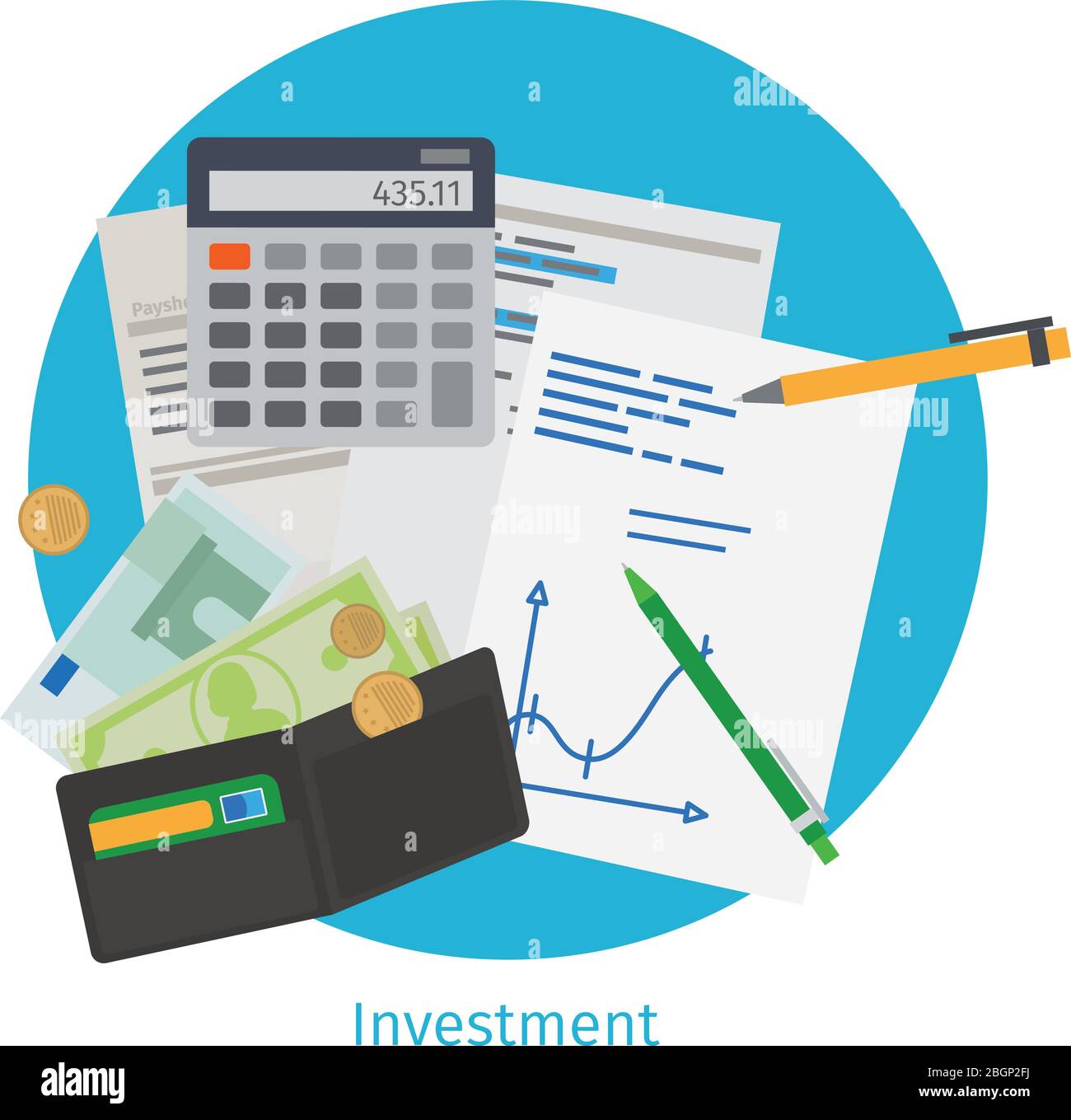 Concetto di investimento intelligente. Pianificazione finanziaria, gestione strategica e analisi dei dati. Illustrazione vettoriale Illustrazione Vettoriale
