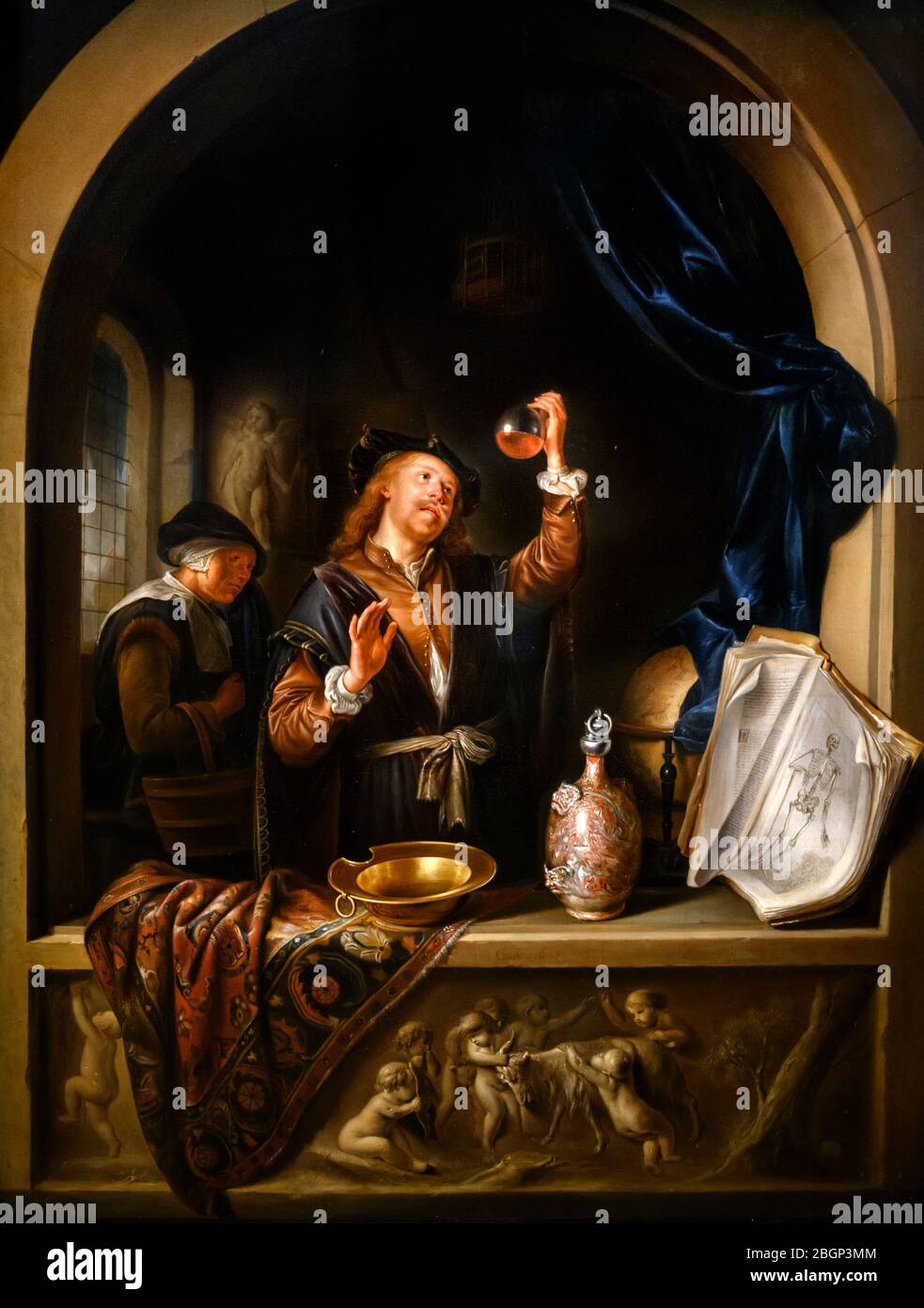 Il medico di Gerrit Dou (1613-1675), olio su rame, 1653 Foto Stock