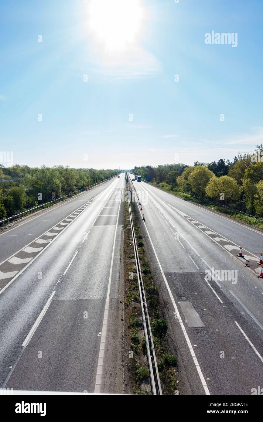 A14 guardando ora di punta Est durante il blocco del coronavirus Foto Stock