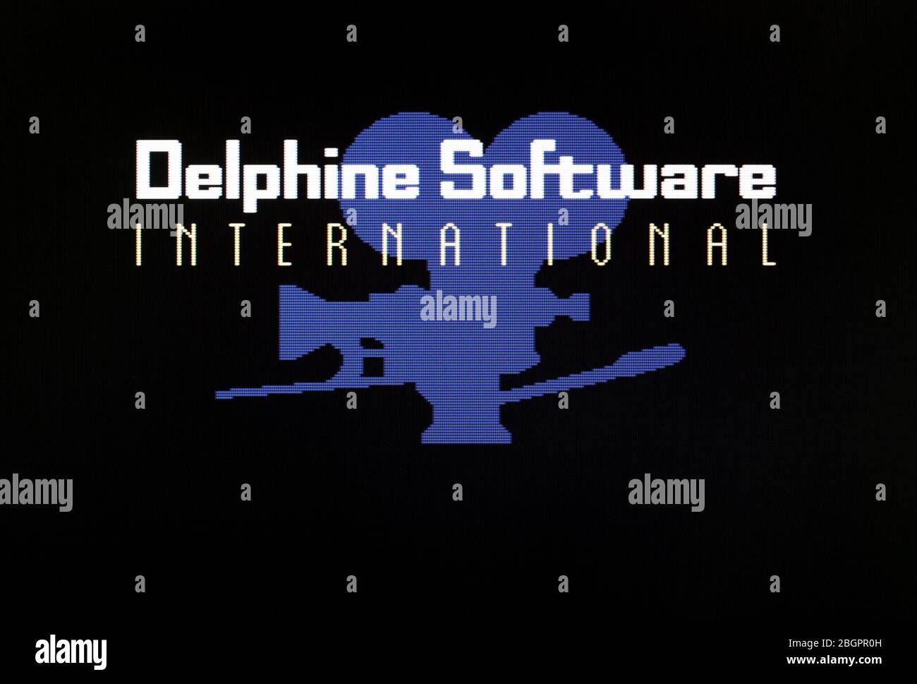 Logo Delphine Software International Developer - sega Genesis Mega Drive - solo per uso editoriale Foto Stock