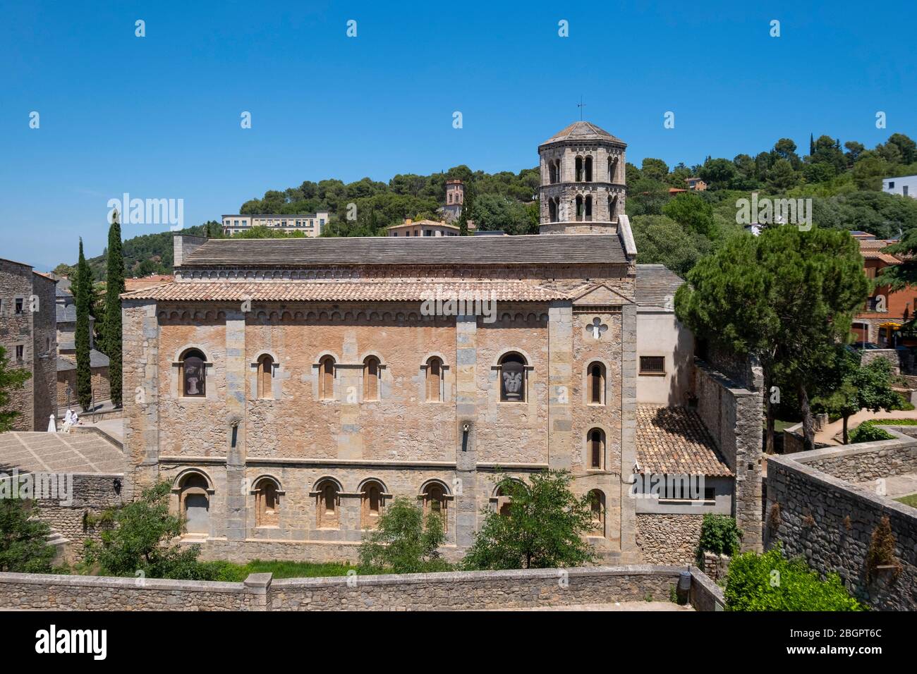 Museo archeologico nel Monestir de Sant Pere Galliganti monastero benedettino romanico a Girona, Catalogna, Spagna, Europa Foto Stock