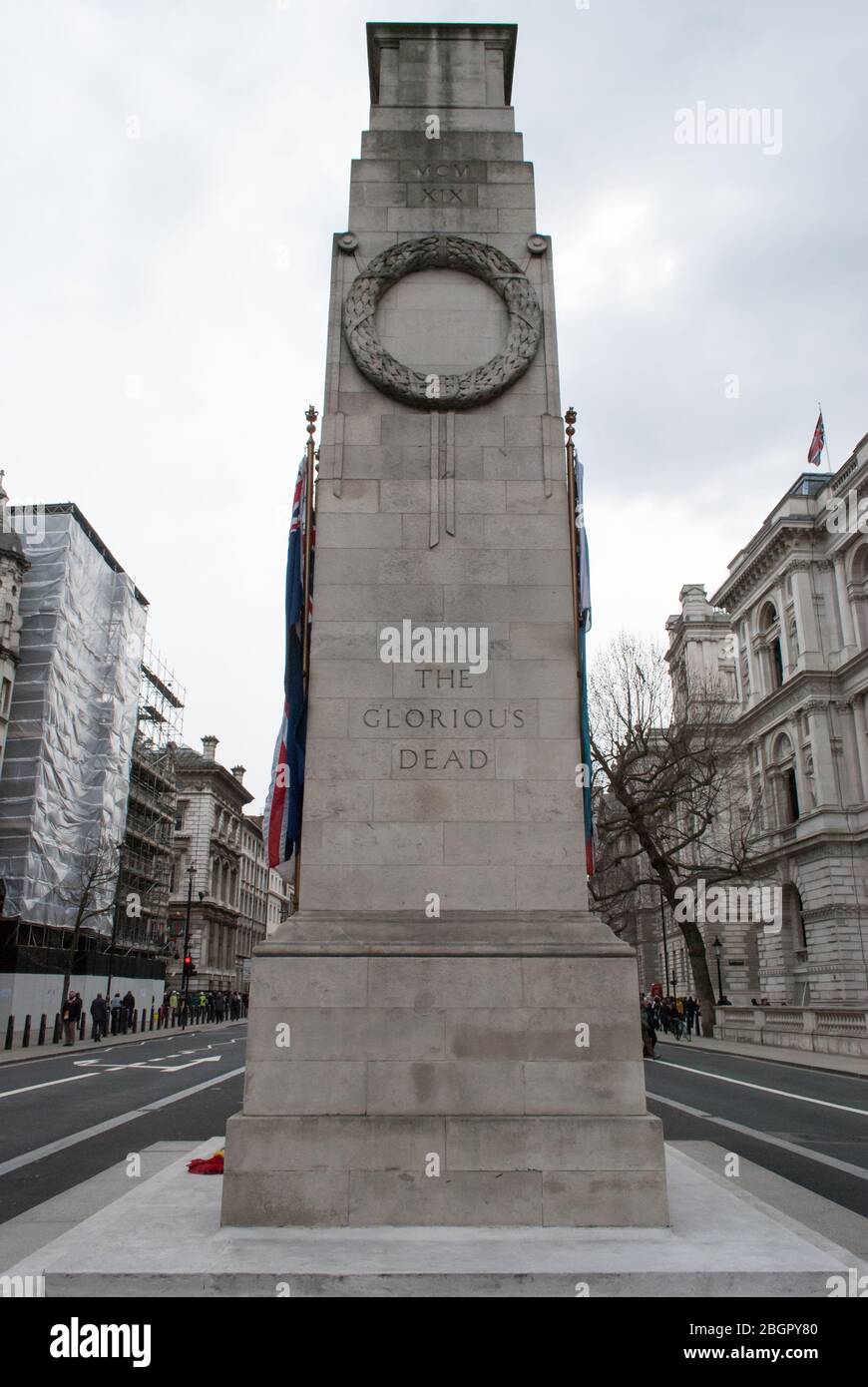 Portland Stone War Memorial The Cenotaph, Whitehall, Westminster, London SW1A by Edwin Lutyens Foto Stock
