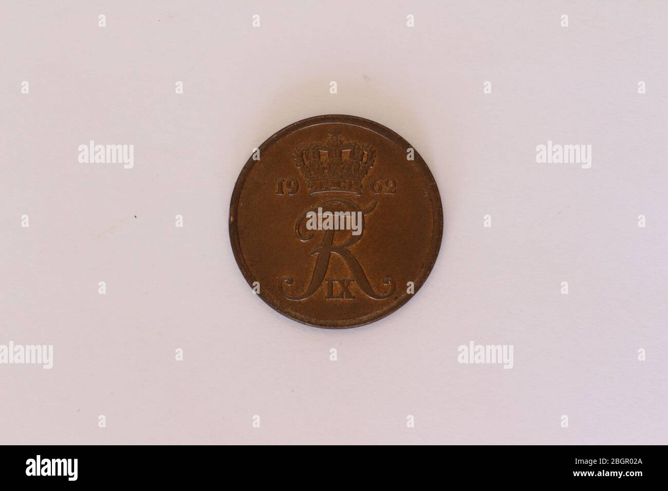 Großaufnahme einer Dänischen 5 Öre Münze Foto Stock
