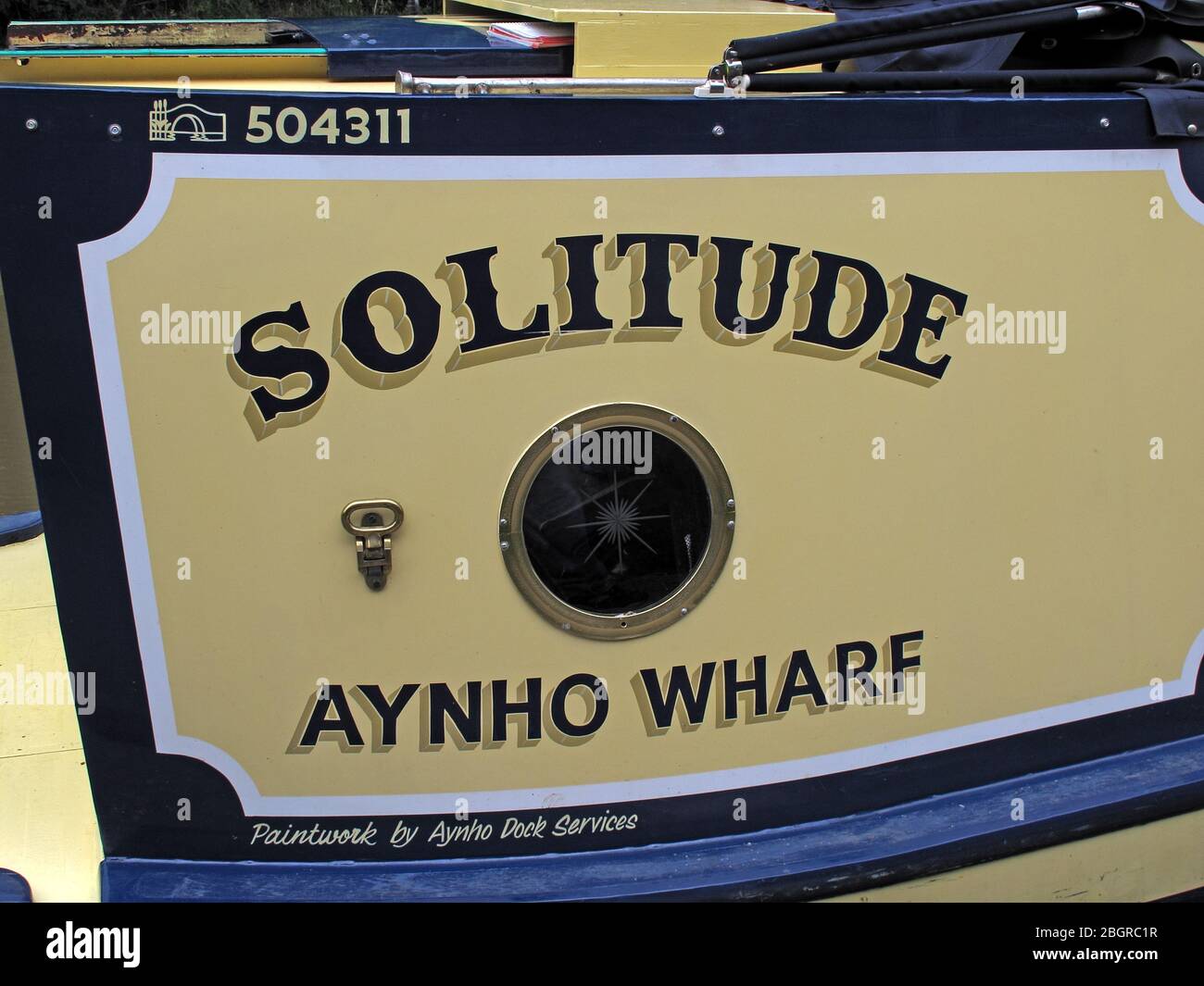 504311, Solitude Aynho Wharf, Waterway Canal boat, narrowboat, Inghilterra, Gran Bretagna, Regno Unito Foto Stock