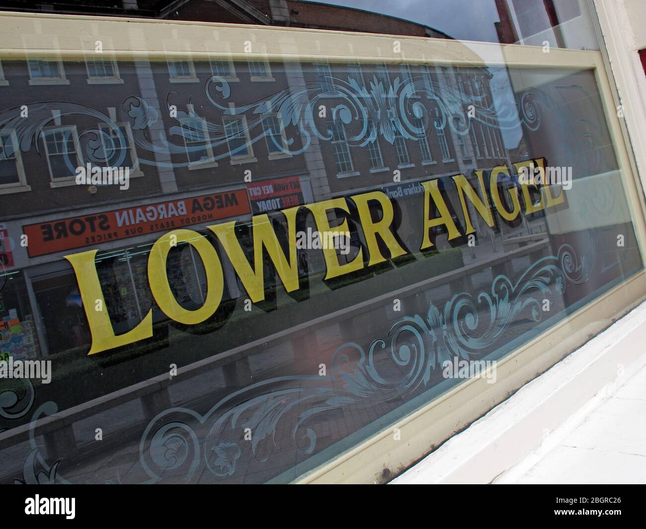 The Lower Angel Pub, Buttermarket Street, Warrington Town Center, Cheshire, Inghilterra, Regno Unito, WA1 Foto Stock