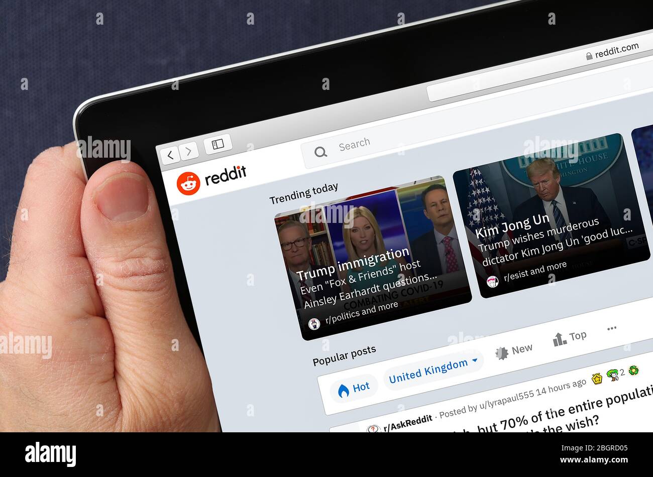Sito Web Reddit visualizzato su un iPad Foto Stock