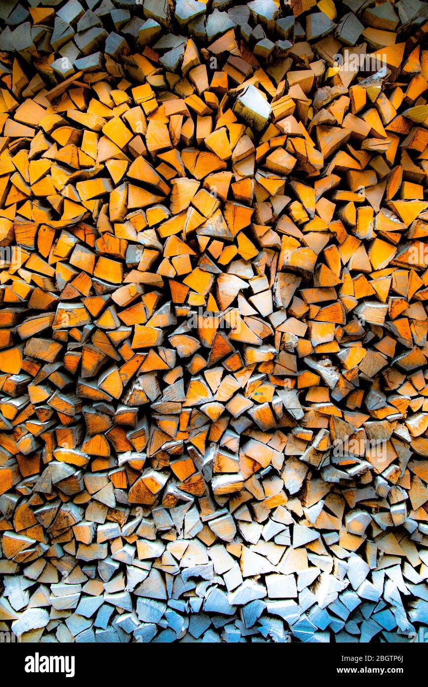 Legno stack arte lavoro sfondo con texture unica Foto Stock
