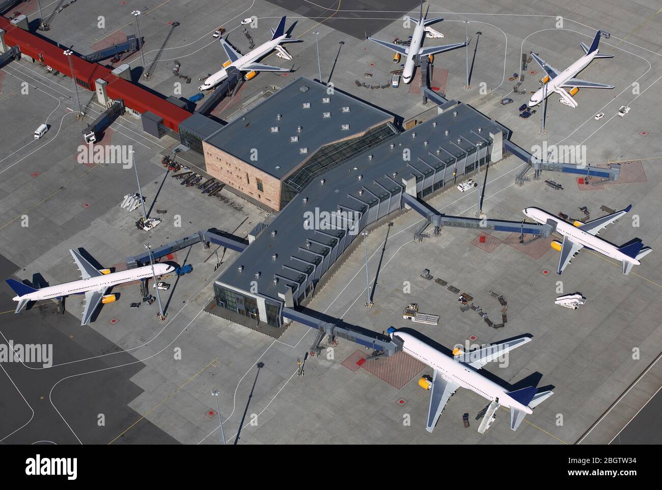 Veduta aerea dell'aeroporto internazionale di Keflavik / Islanda Foto Stock