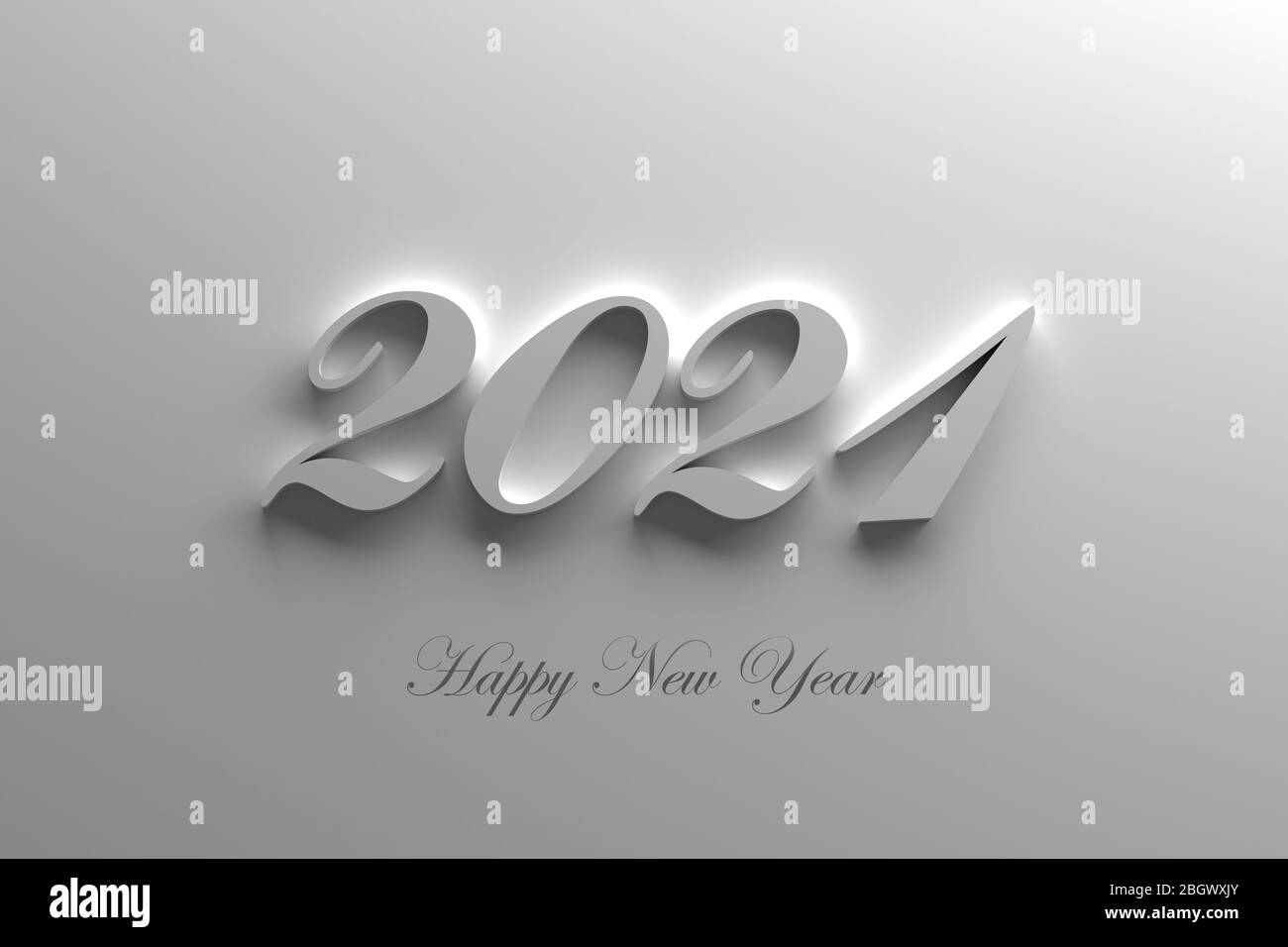 Messaggio per il nuovo anno 2021 (su sfondo grigio) Foto Stock