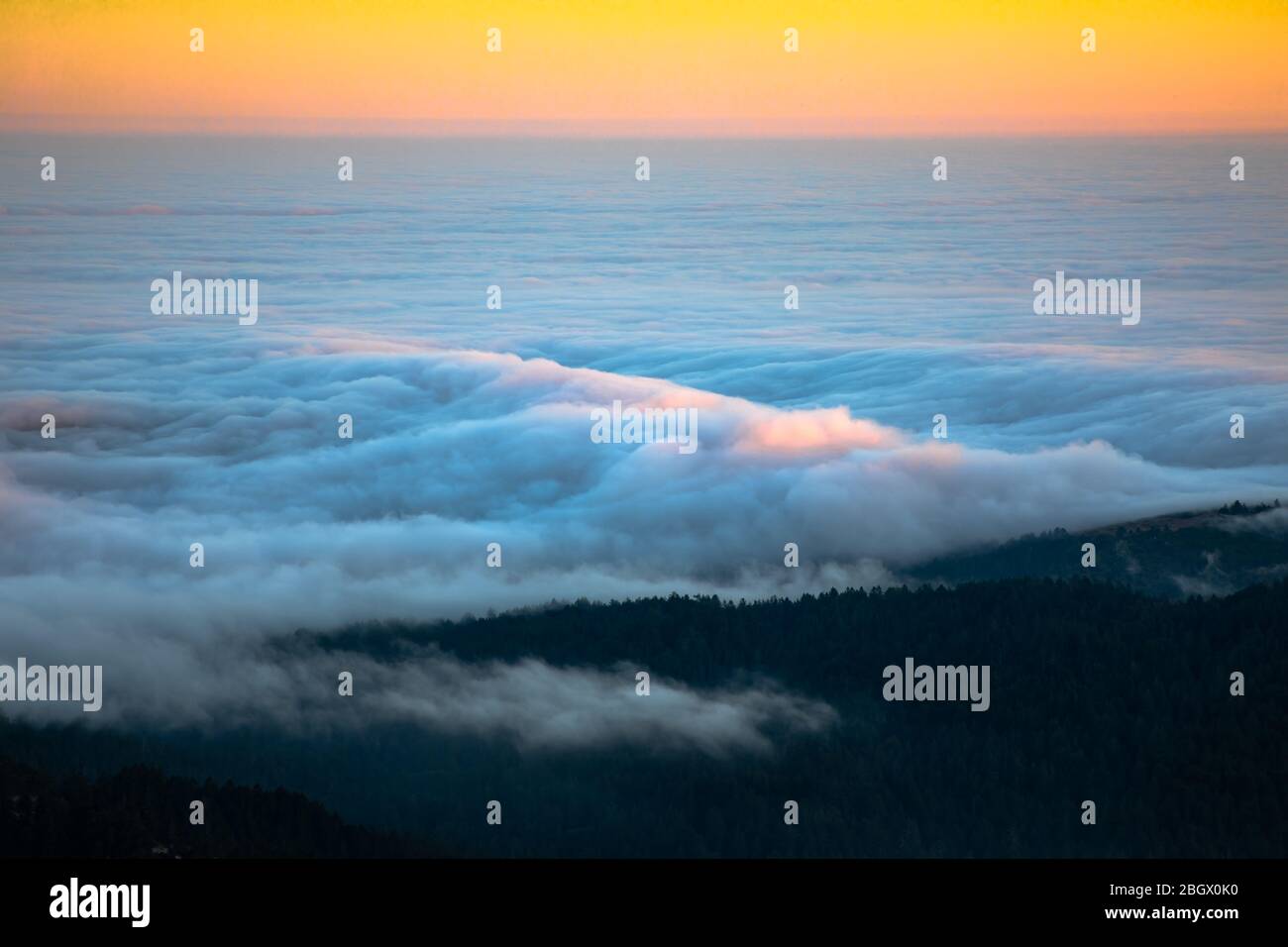 Nuvole che si rotolano sulle montagne di San Francisco Foto Stock