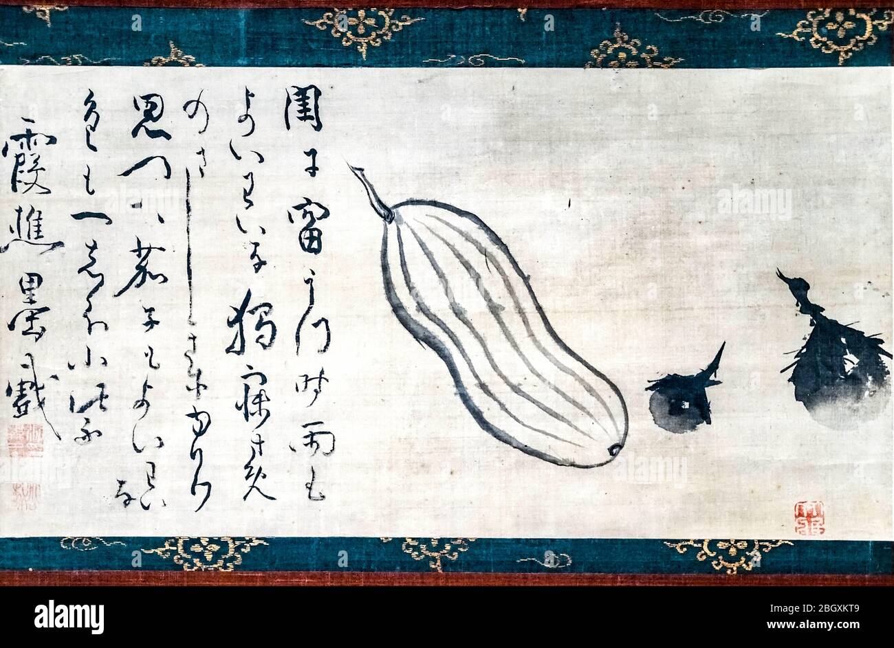 Melanzane e zucca, di Ike no Taiga, inchiostro su seta, periodo Edo, 18 ° secolo Foto Stock
