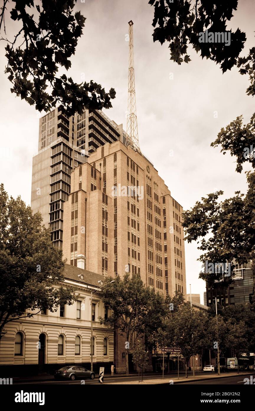 Edifici architettonici iconici, Melbourne CBD, Victoria, Australia. Foto Stock