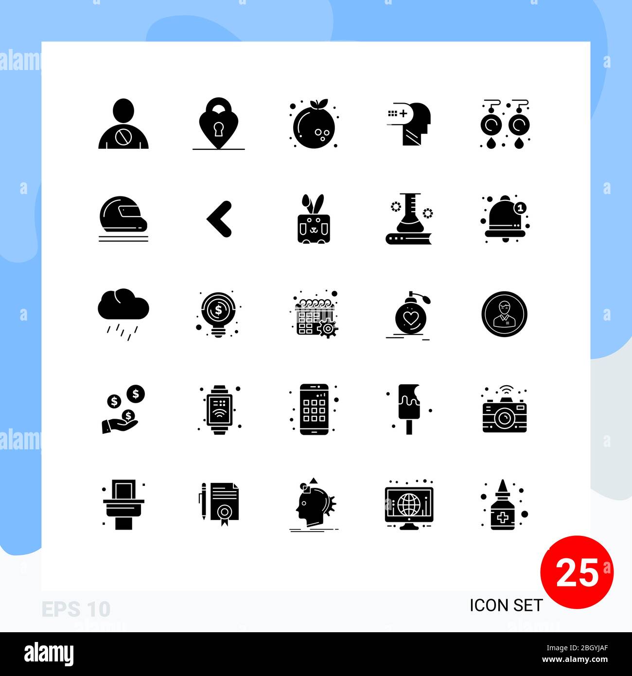 Set di 25 icone moderne dell'interfaccia utente simboli segni per gemme, mente, cinese, medico, salute elementi di disegno vettoriale editabili Illustrazione Vettoriale