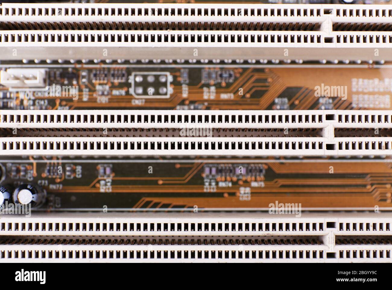 Scheda madre del computer, vista macro Foto Stock