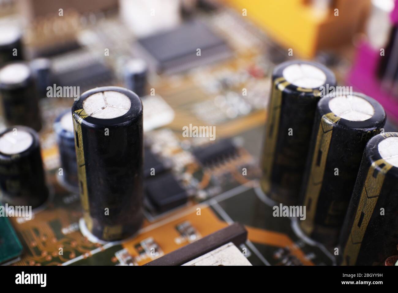 Scheda madre del computer, vista macro Foto Stock