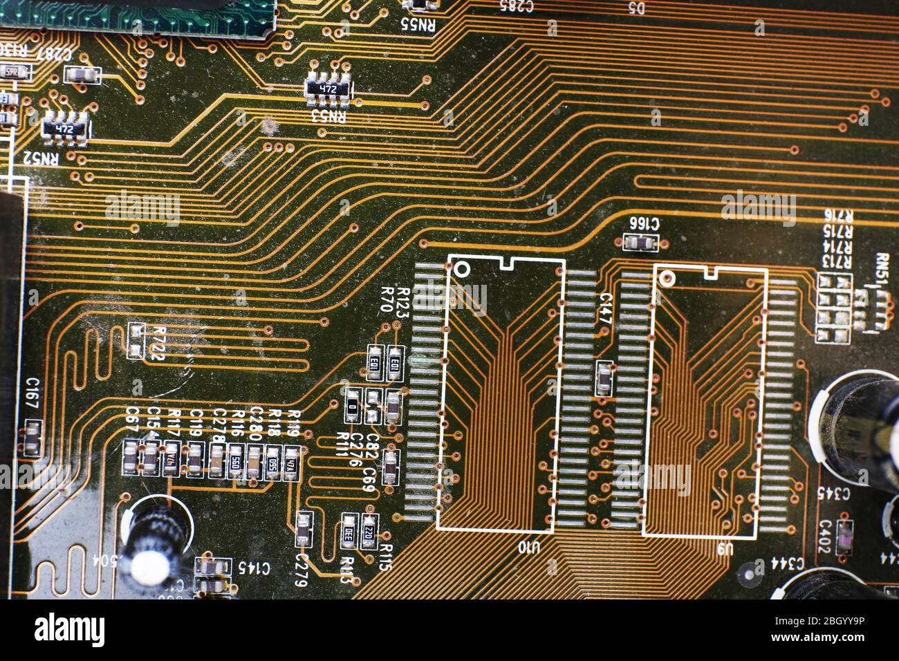 Scheda madre del computer, vista macro Foto Stock