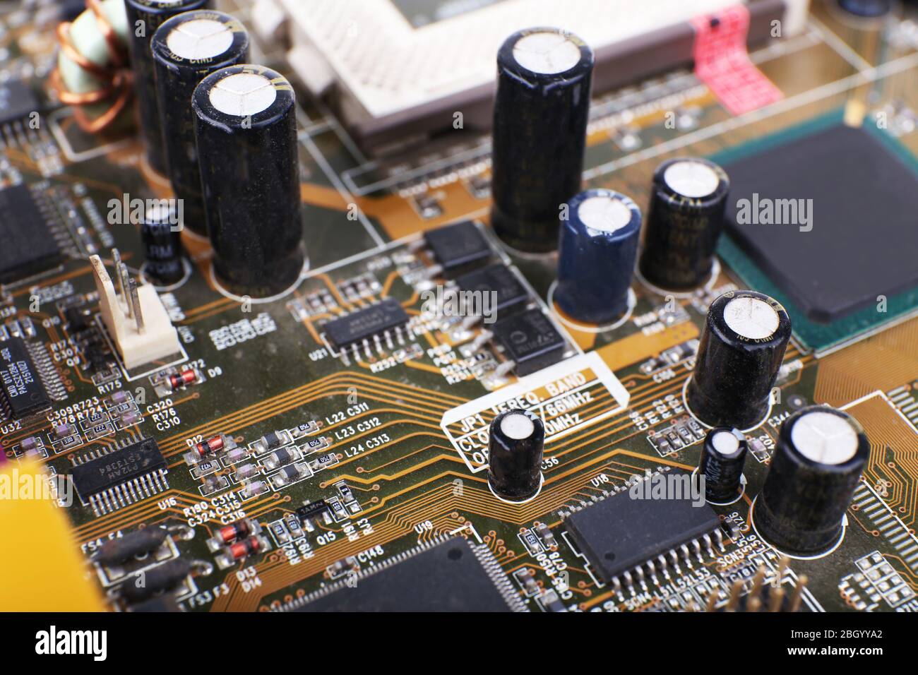 Scheda madre del computer, vista macro Foto Stock