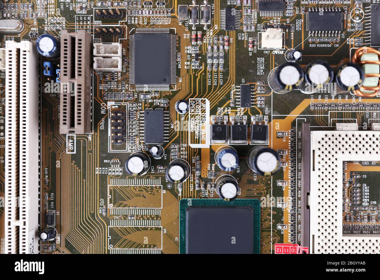 Scheda madre, vista macro Foto Stock