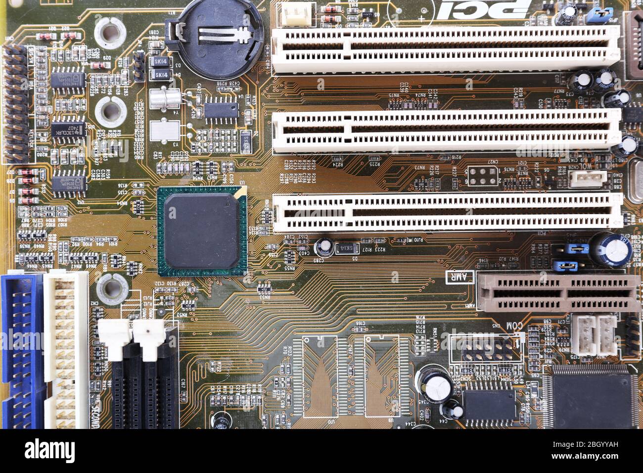 Scheda madre, vista macro Foto Stock