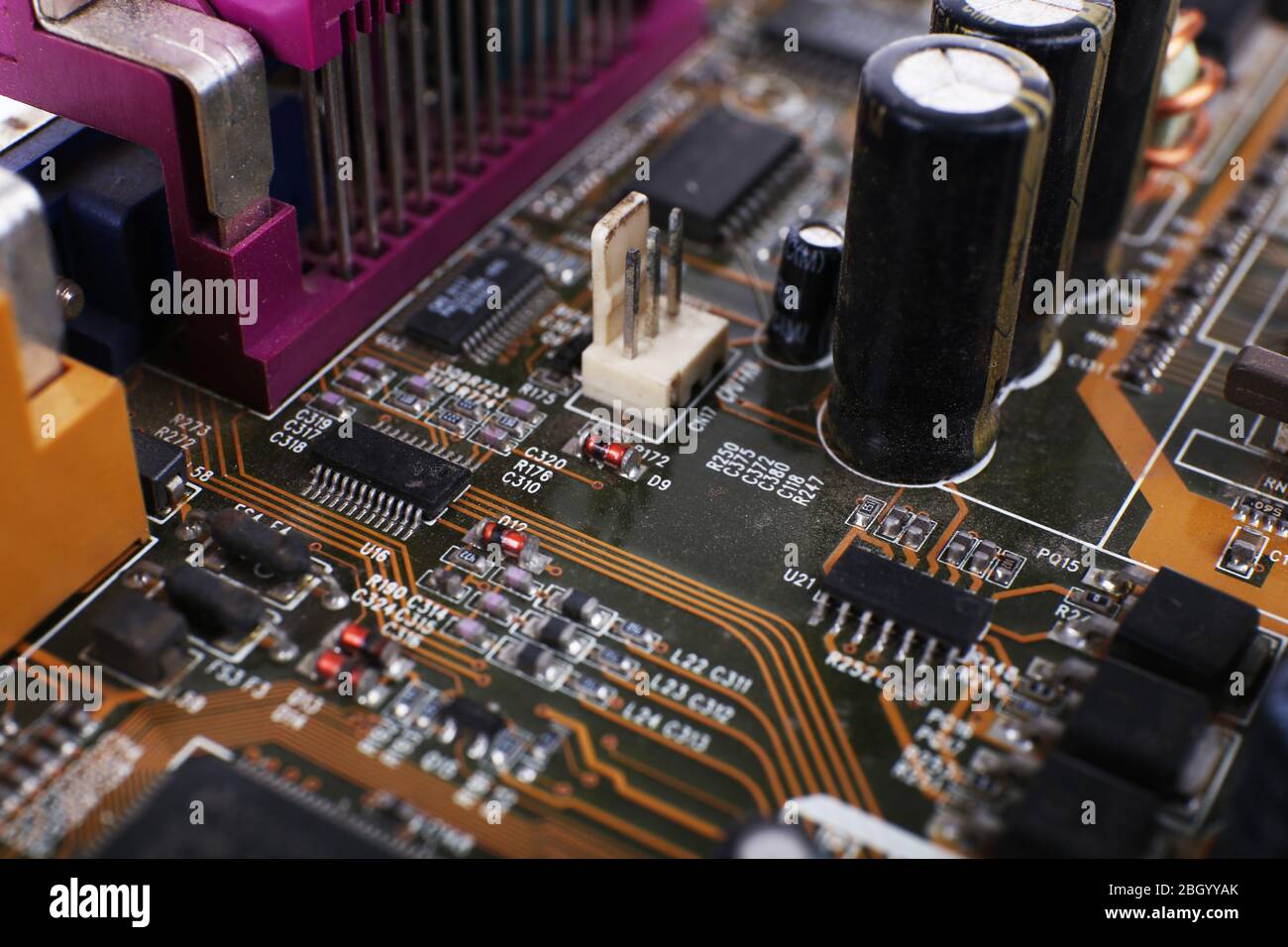Scheda madre, vista macro Foto Stock