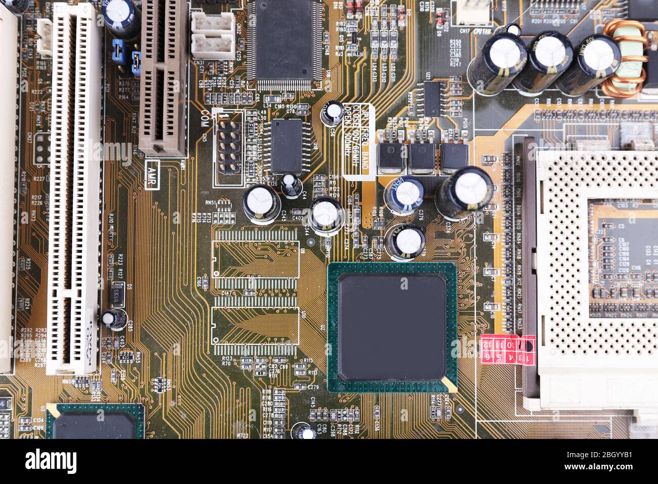 Scheda madre, vista macro Foto Stock