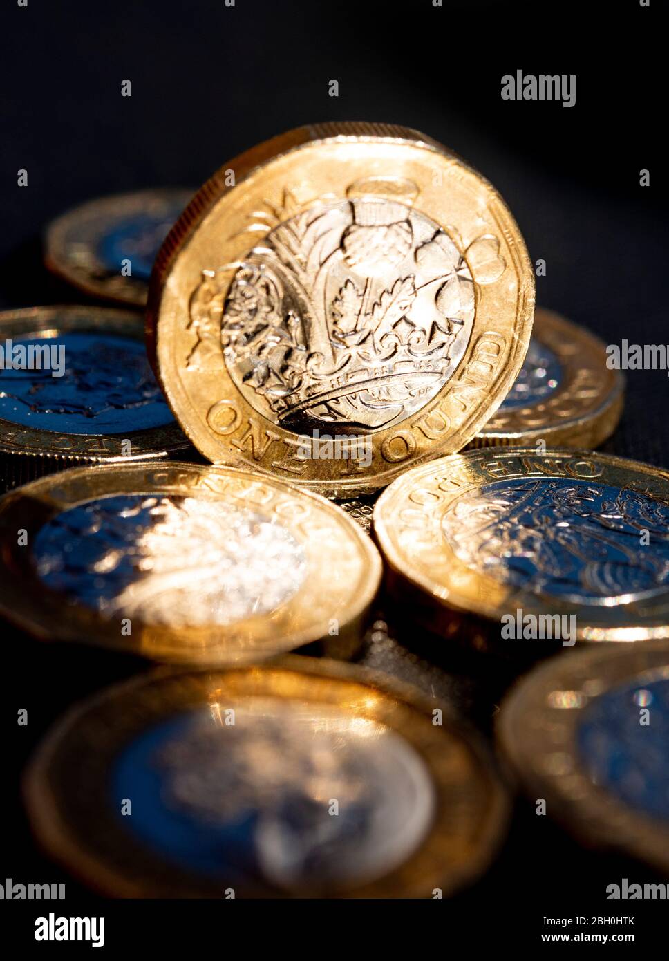 British una libbra di monete Foto Stock