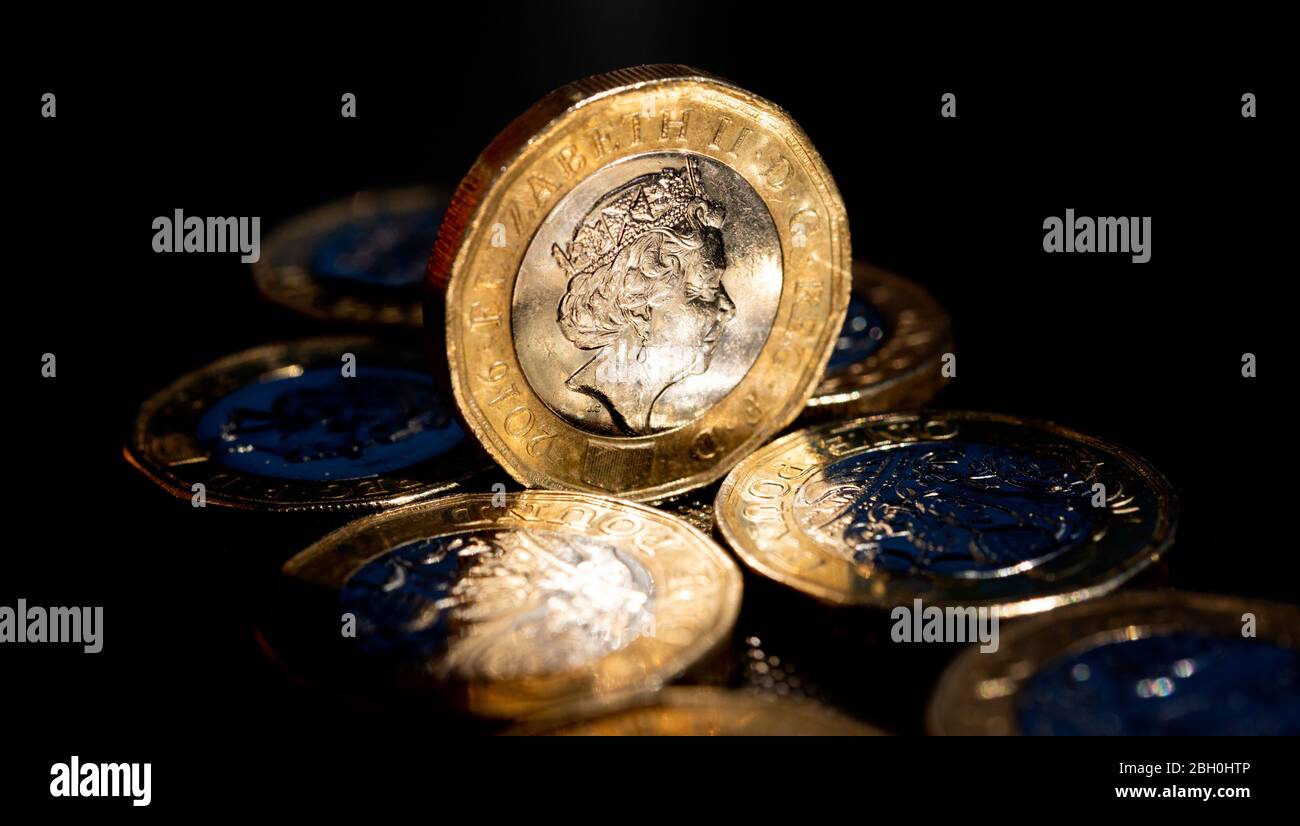 British una libbra di monete Foto Stock
