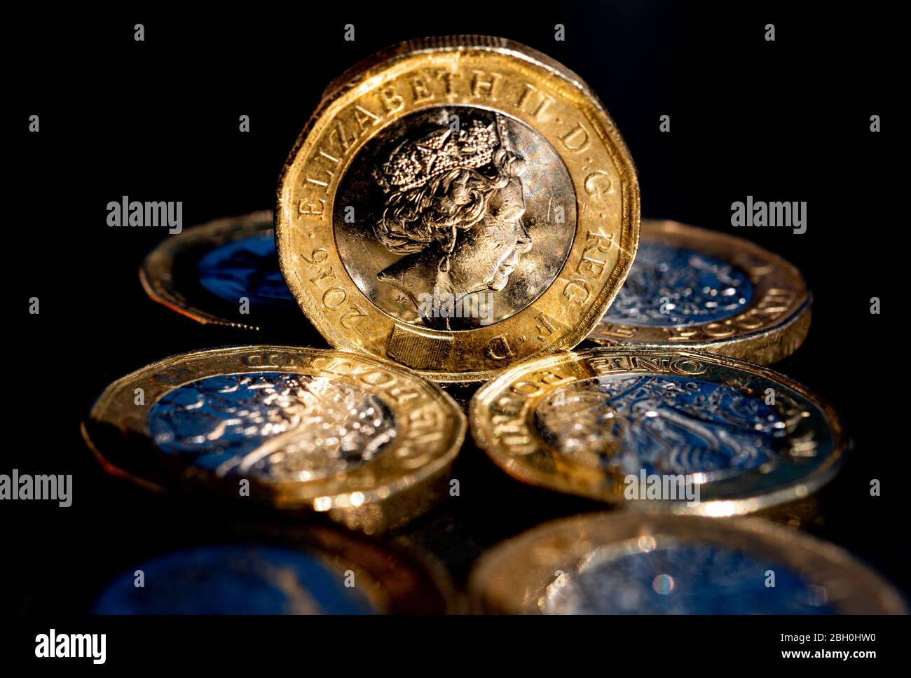 British una libbra di monete Foto Stock