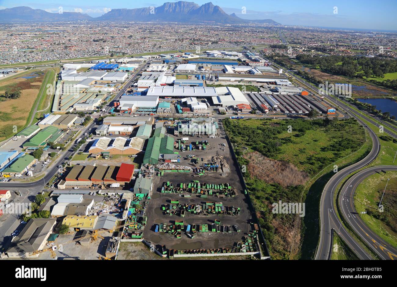 Foto aerea dell'Area industriale dell'Aeroporto Foto Stock