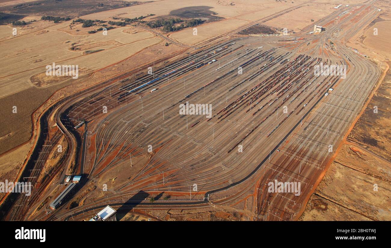 Foto aerea del raccordo ferroviario Foto Stock