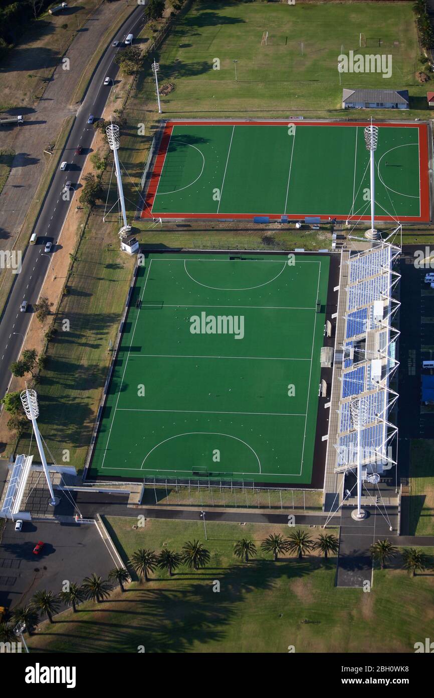 Foto aerea dello stadio di hockey Hartleyvale Foto Stock
