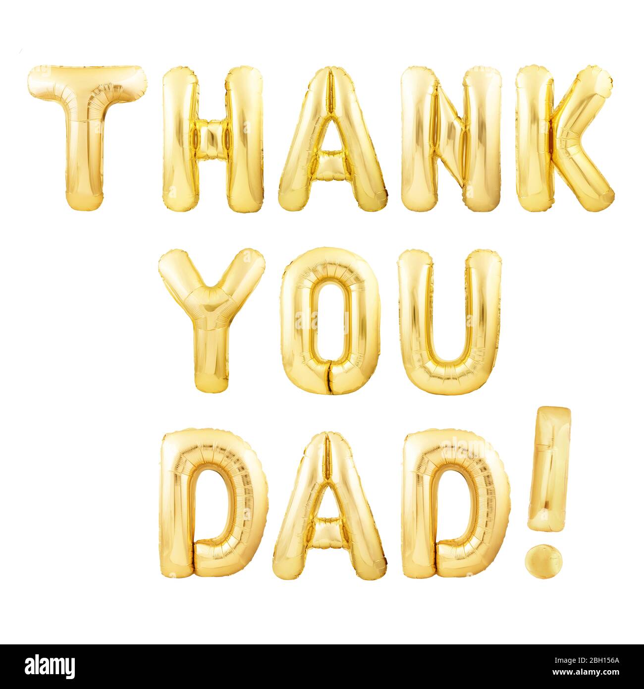 Grazie papà concetto fatto di palloncini gonfiabili d'oro isolato su sfondo bianco Foto Stock