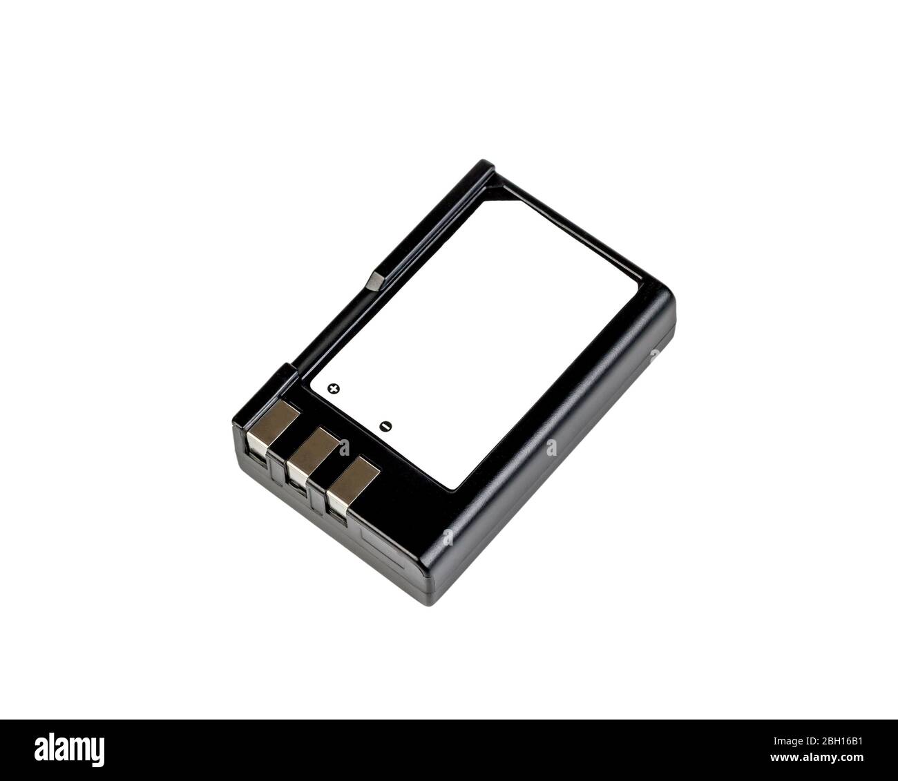 Batteria per fotocamera digitale. Isolato su sfondo bianco. Foto Stock