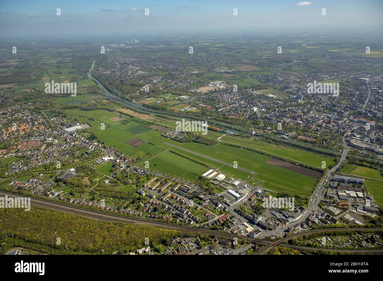 , corso del fiume Lippe in Hamm, 20.04.2016, vista aerea, Germania, Renania settentrionale-Vestfalia, Ruhr Area, Hamm Foto Stock