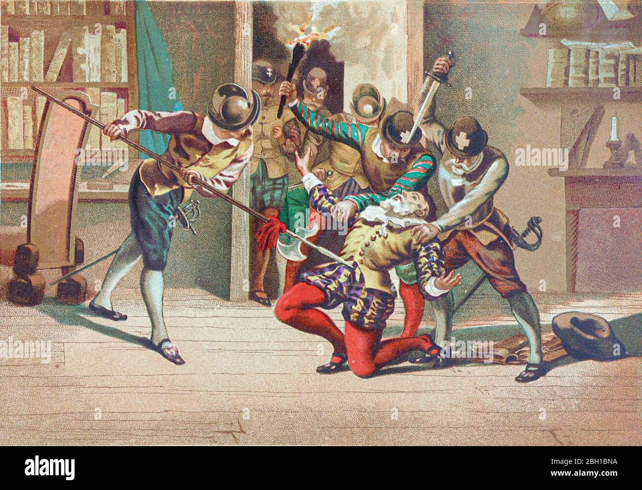 Petrus Ramus (Pedro Ramus) Pierre de la Ramée anglicizzato a Peter Ramus, 1515 – 26 agosto 1572) è stato un . Convertito protestante, fu una delle vittime più importanti del massacro del giorno di San Bartolomeo. Dal libro la ciencia y sus hombres : vidas de los sabios ilustres desde la antigüedad hasta el siglo XIX T. 2 [Scienza e suoi uomini: Vite dei saggi illustri dall'antichità al Vol 2 del XIX secolo] di Figuier, Louis, (1819-1894); Casabó y Pagés, Pelegrín, n. 1831 pubblicato a Barcellona da D. Jaime Seix, editore , 1 Foto Stock