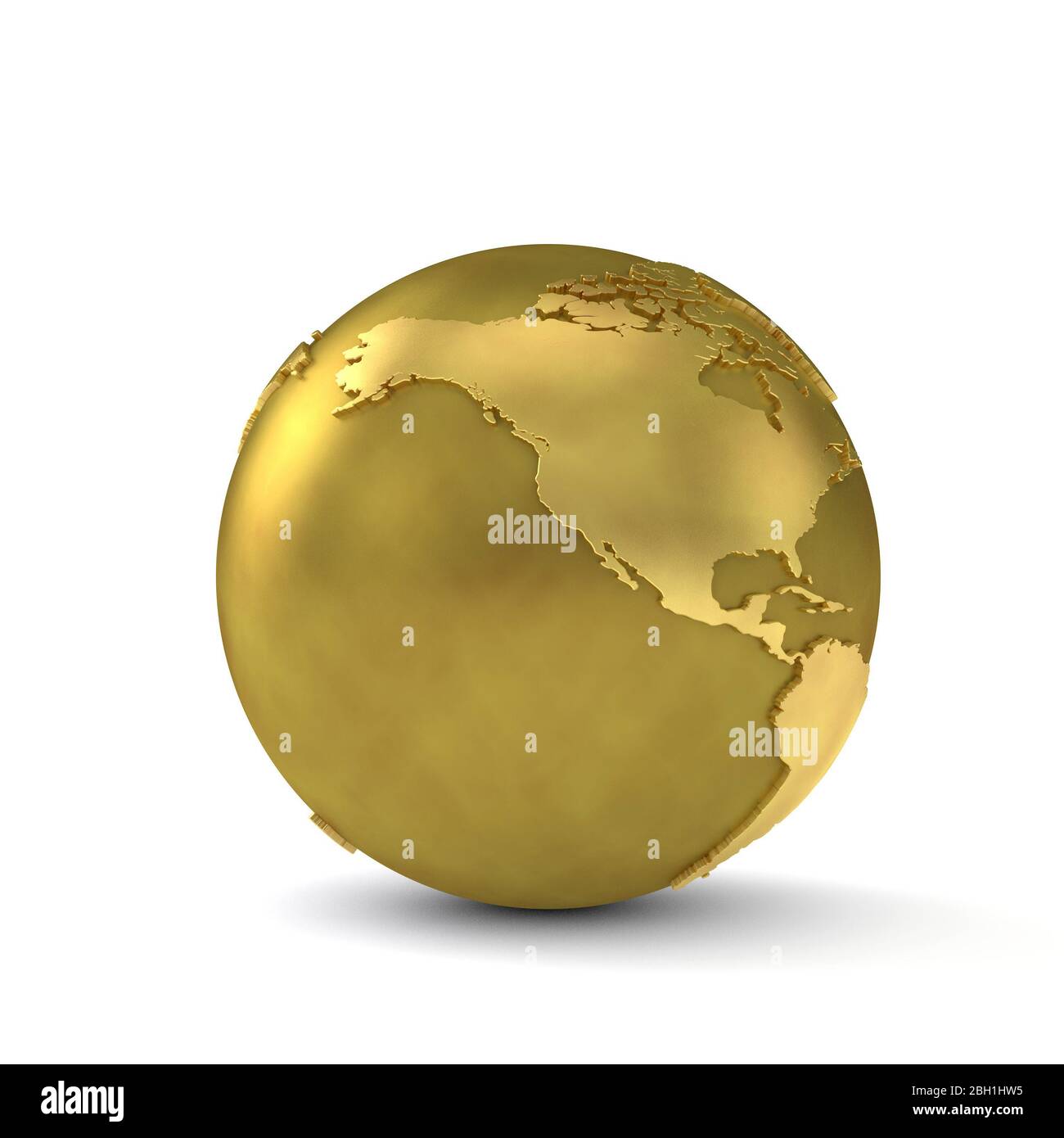 Globo d'oro che mostra la costa occidentale dell'america. rendering 3d Foto Stock