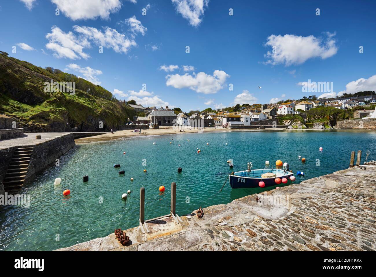 Vista su Gorran Haven, Cornovaglia Foto Stock