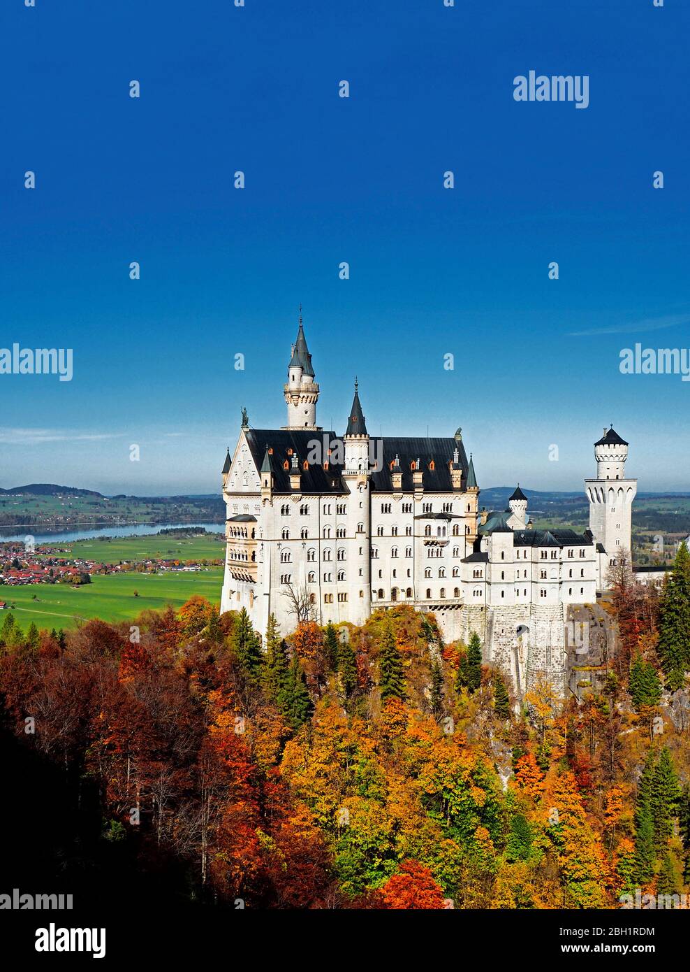 Castello Neuschwanstein di Re Luigi in Baviera, Germania. Foto Stock