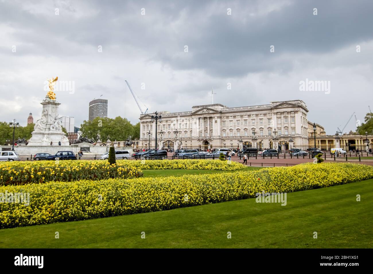 Buckingham Palace con le nuvole. Grandi britannici Foto Stock
