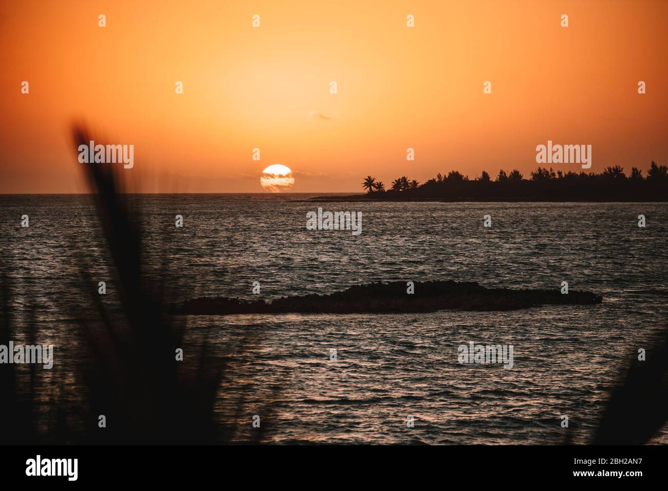 Alba sul mare, Bahamas, Caraibi Foto Stock