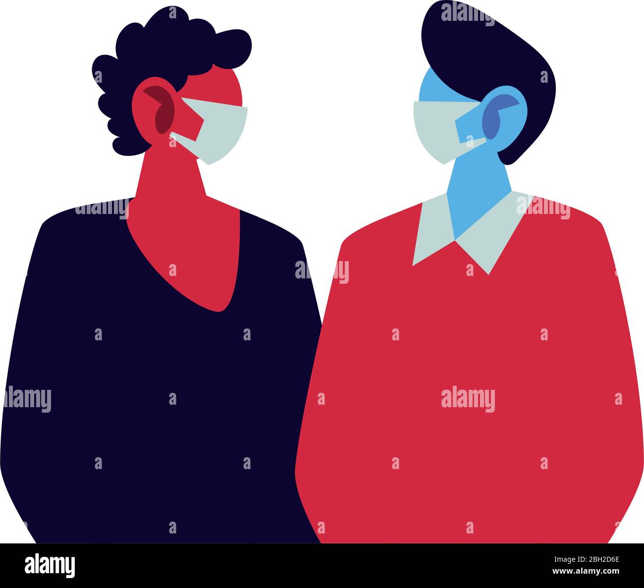 giovani uomini che usano maschere facciali disegno di illustrazione vettoriale Illustrazione Vettoriale